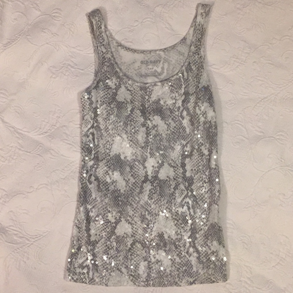 Snake print sequin tank